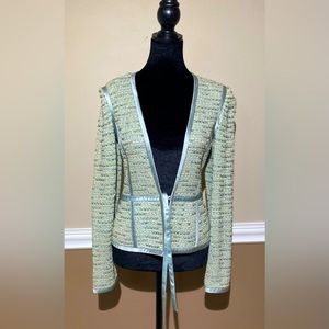 St John evening jacket. Size 2. Mint green tweed.